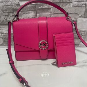 Michael Kors Greenwich Top Handle Satchel Crossbody Dragonfruit